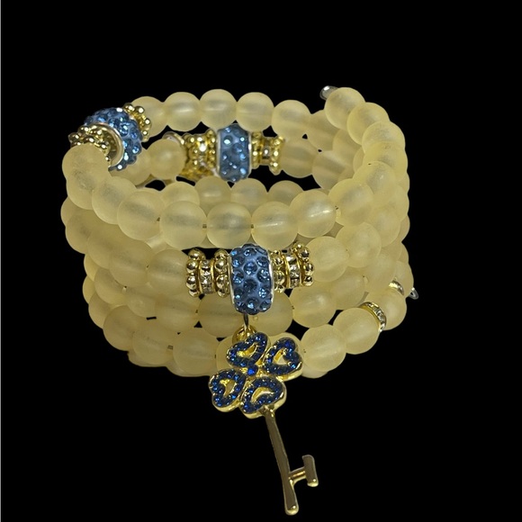 Iridescent Yellow Memory Wire Stack Bracelet - Picture 4 of 8